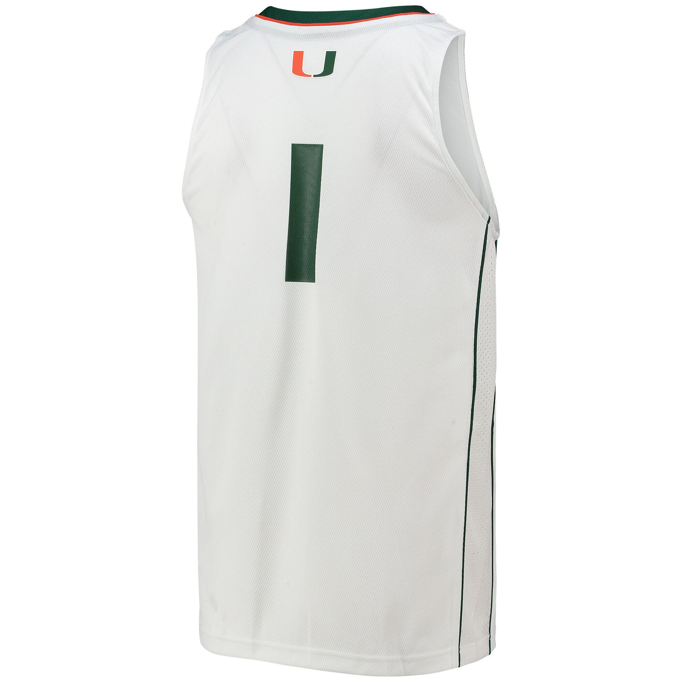adidas #1 White Miami Hurricanes Team Swingman Basketball Jersey