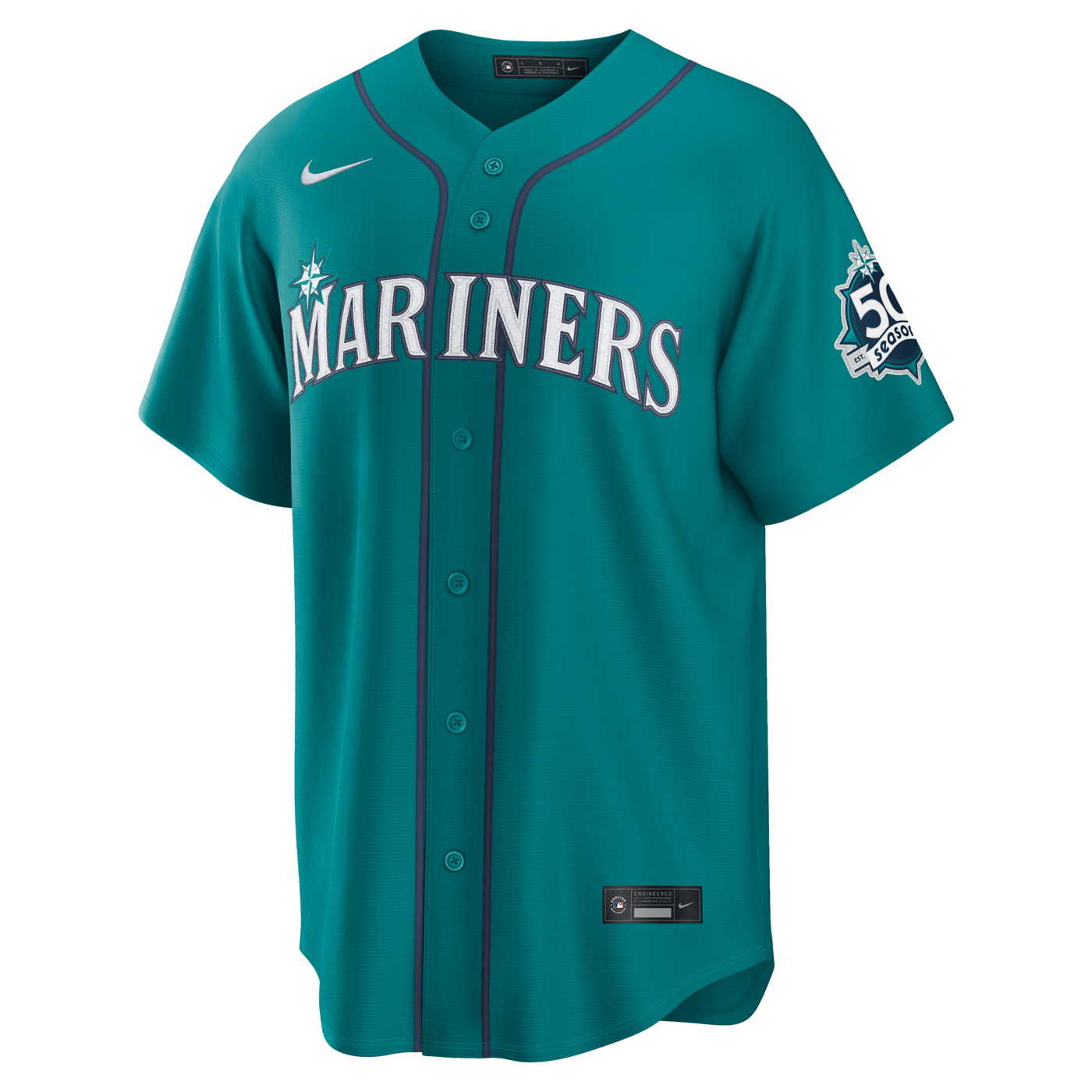 Seattle Mariners Cal Raleigh Nike Teal Alternate 50th Season Patch Stadium Jersey