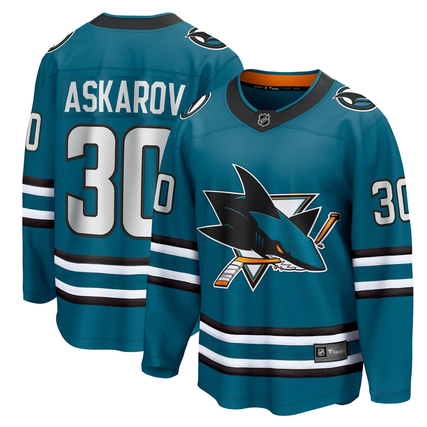 San Jose Sharks Yaroslav Askarov Fanatics Teal Home Breakaway Jersey