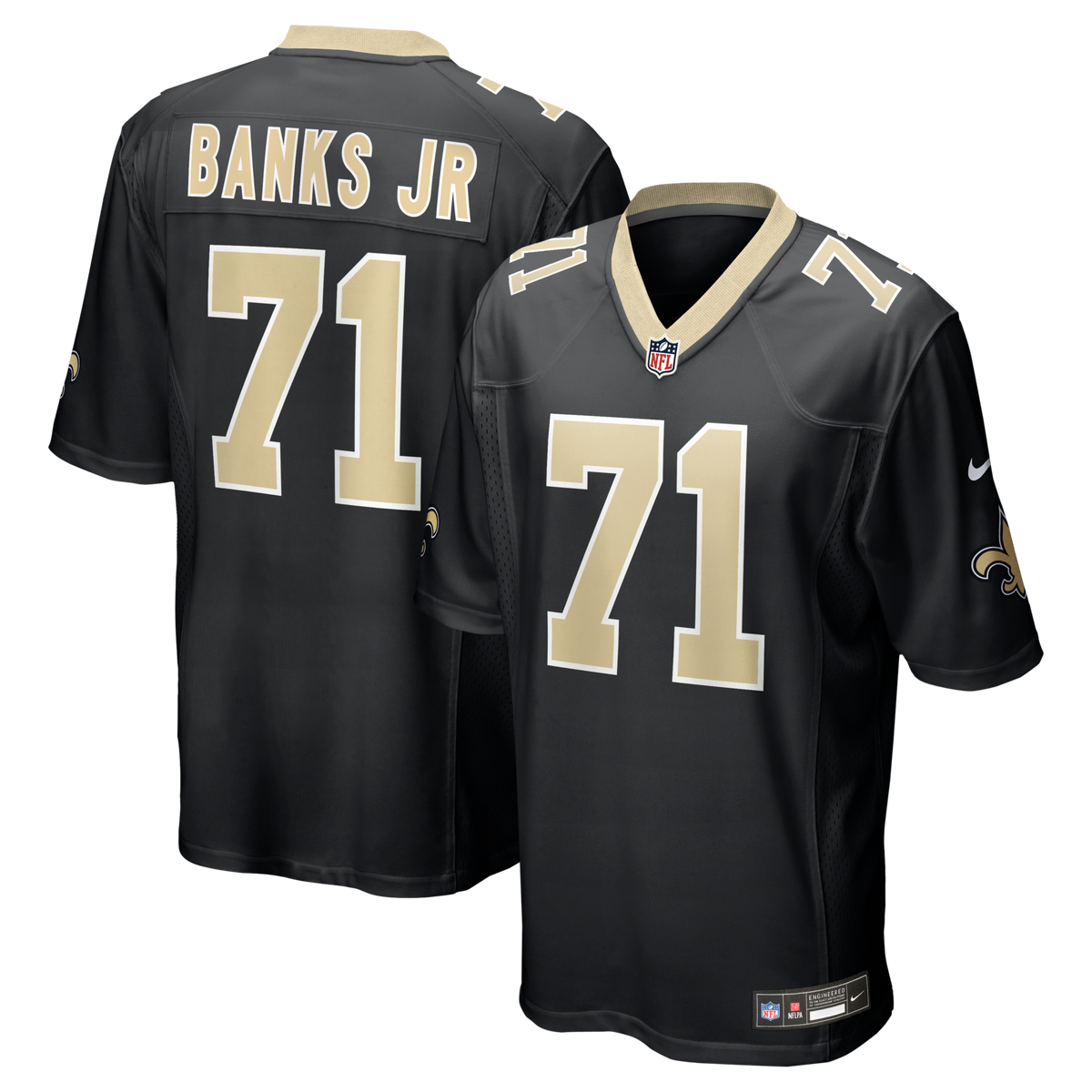 New Orleans Saints Kelvin Banks Jr. Black Game Player Jersey