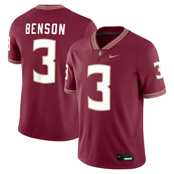 Nike Trey Benson Garnet Florida State Seminoles Player Game Jersey