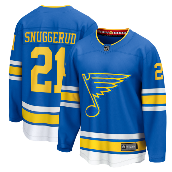 St. Louis Blues Jimmy Snuggerud Fanatics Blue Home Breakaway Jersey