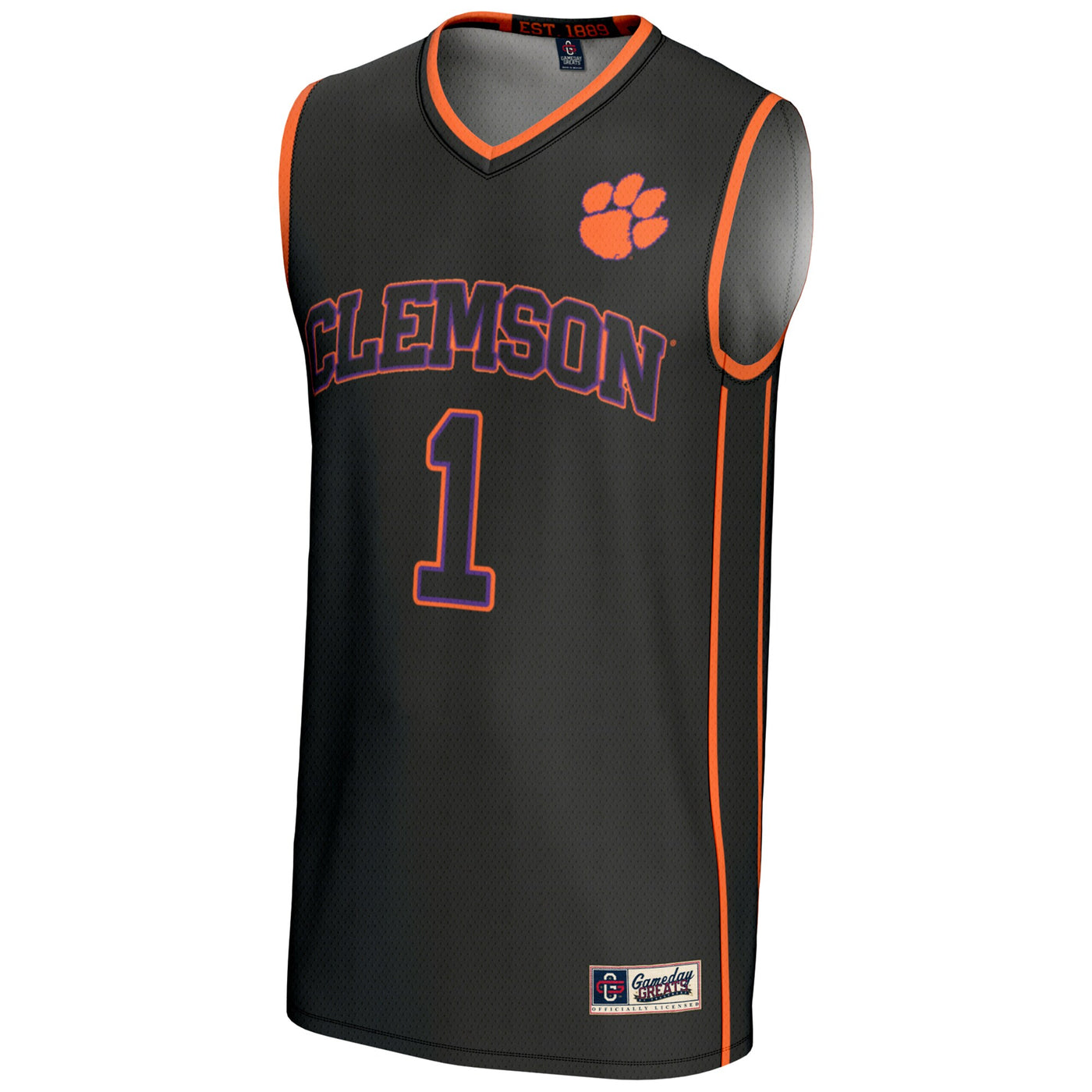 GameDay Greats #1 Black Clemson Tigers Lightweight Basketball Jersey