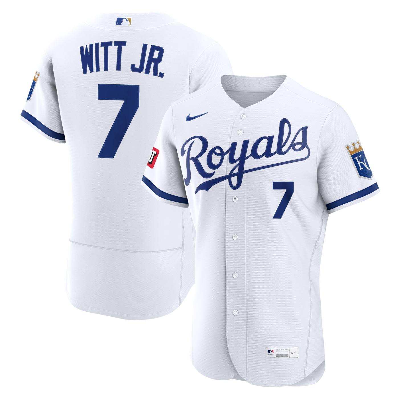 Kansas City Royals Bobby Witt Jr. Nike White Home Authentic Sponsor Patch Jersey