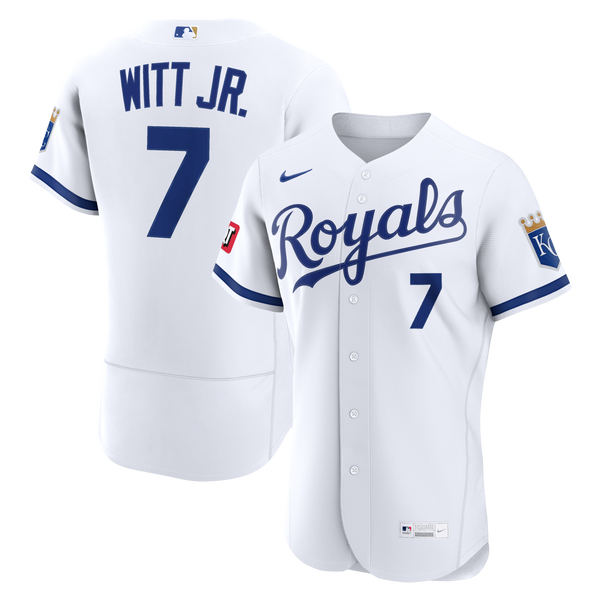 Kansas City Royals Bobby Witt Jr. Nike White Home Authentic Sponsor Patch Jersey
