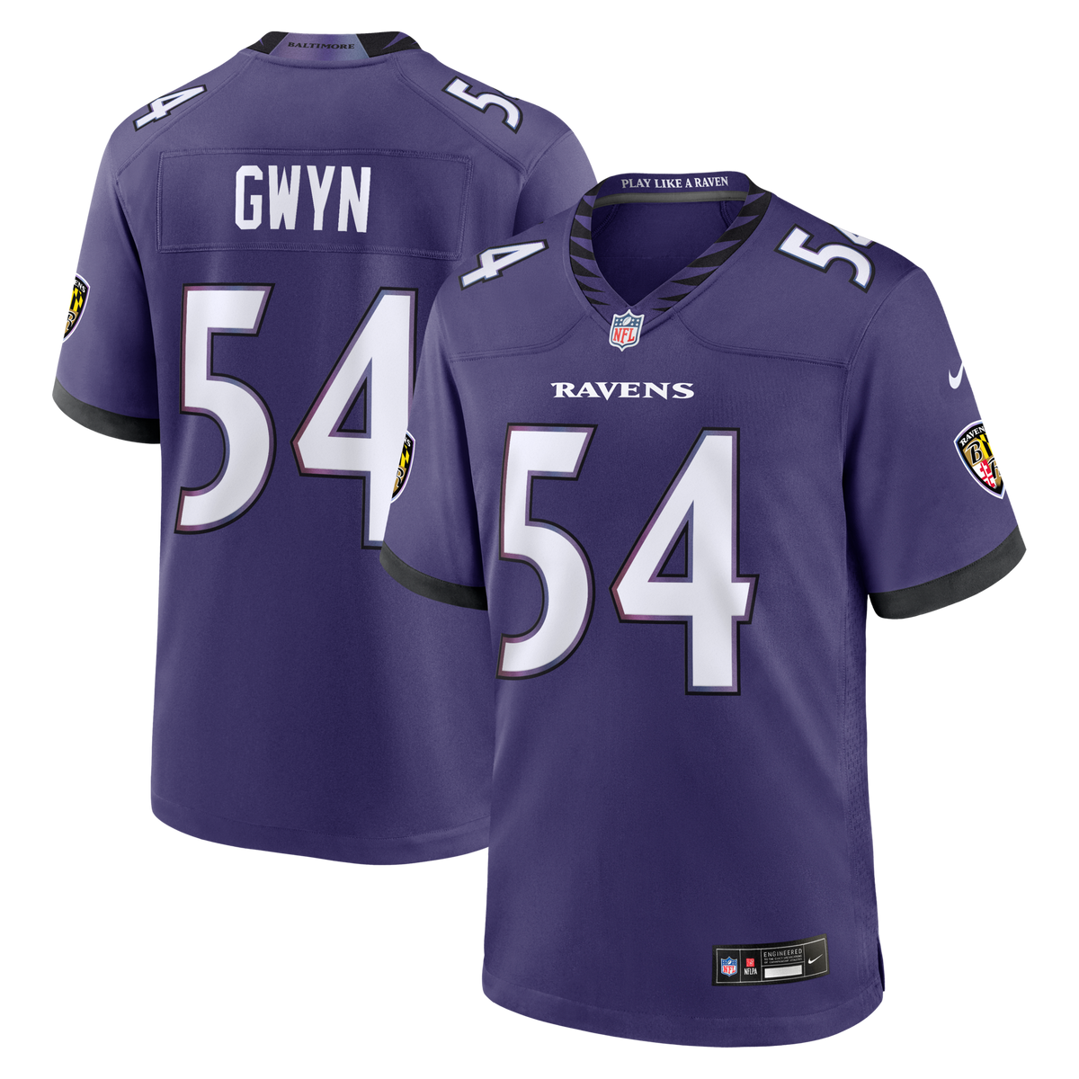 Baltimore Ravens Jovaughn Gwyn Purple Team Game Jersey