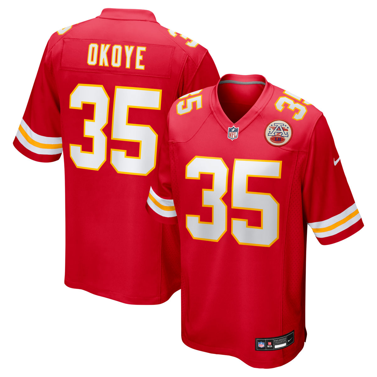 Kansas City Chiefs Christian Okoye Red Game Retired Player Jersey