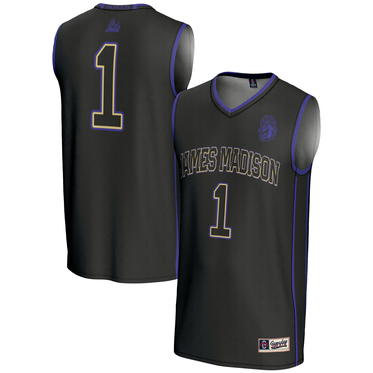 #1 James Madison Dukes GameDay Greats Lightweight Basketball Jersey - Black