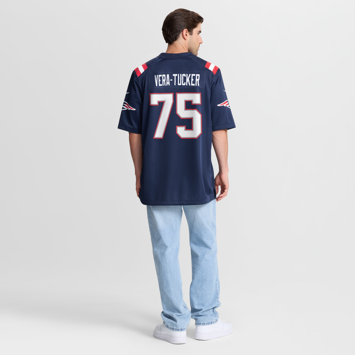 New England Patriots Alijah Vera-Tucker Navy Team Game Jersey
