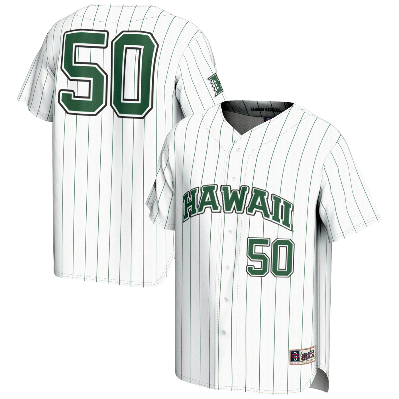 GameDay Greats #1 White Hawaii Rainbow Warriors Lightweight Baseball Jersey