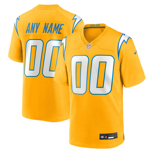 Los Angeles Chargers Nike Gold Alternate Charger Power Game Custom Jersey