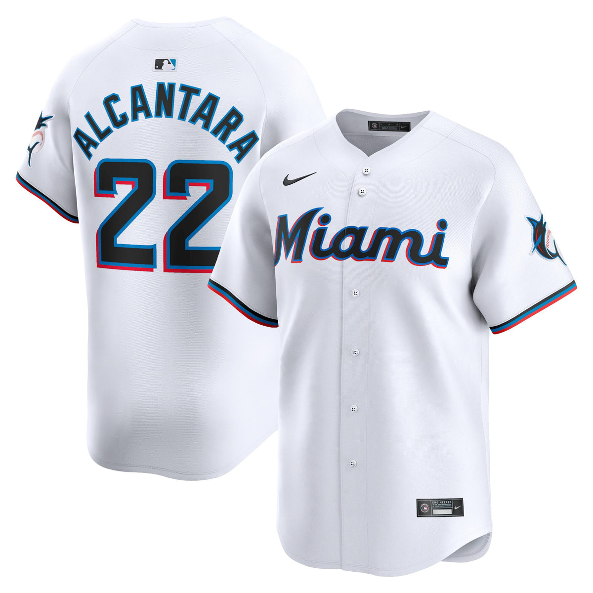 Miami Marlins Sandy Alcantara White Home Limited Player Jersey