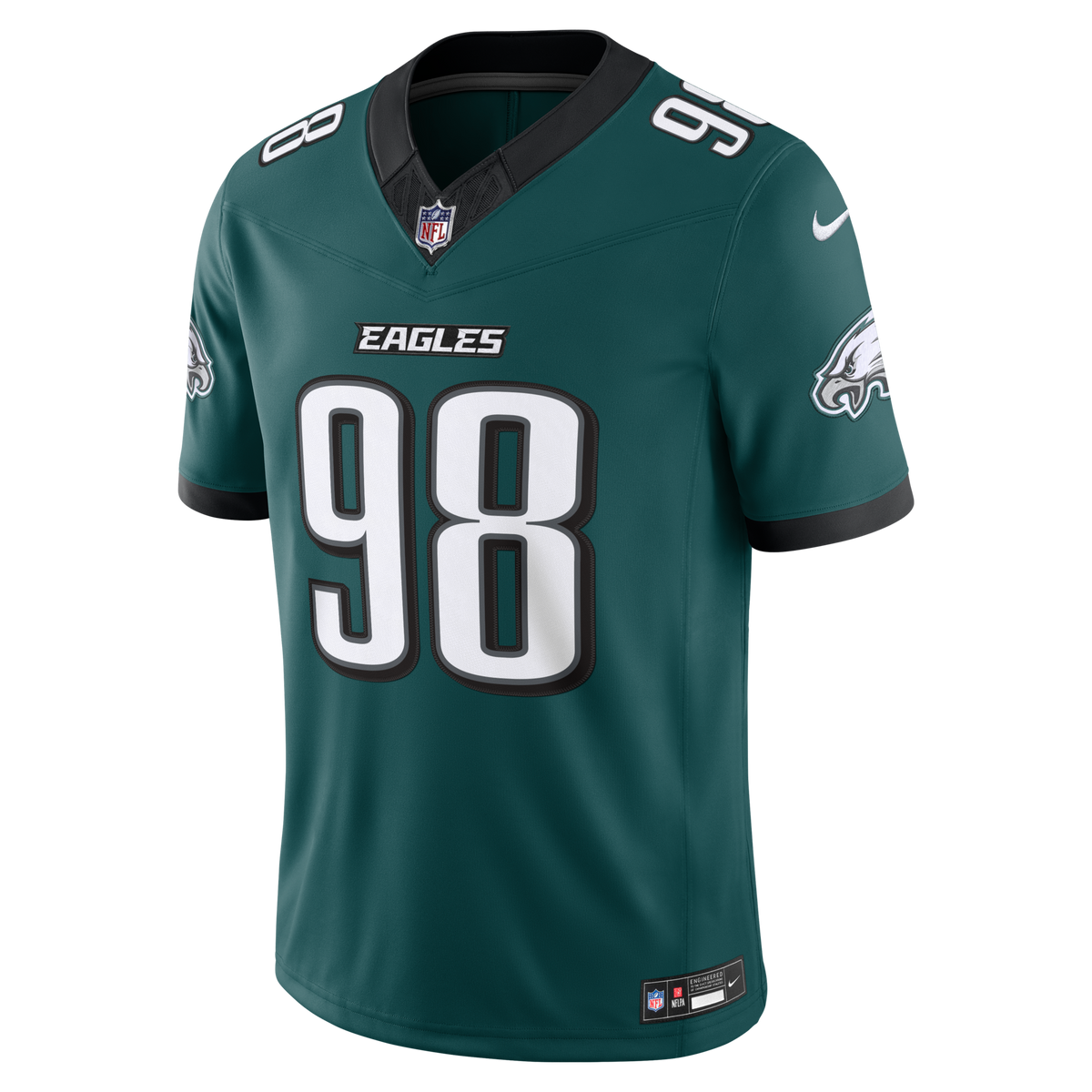Philadelphia Eagles Jalen Carter Midnight Green Team Vapor F.U.S.E. Stitched Limited Jersey