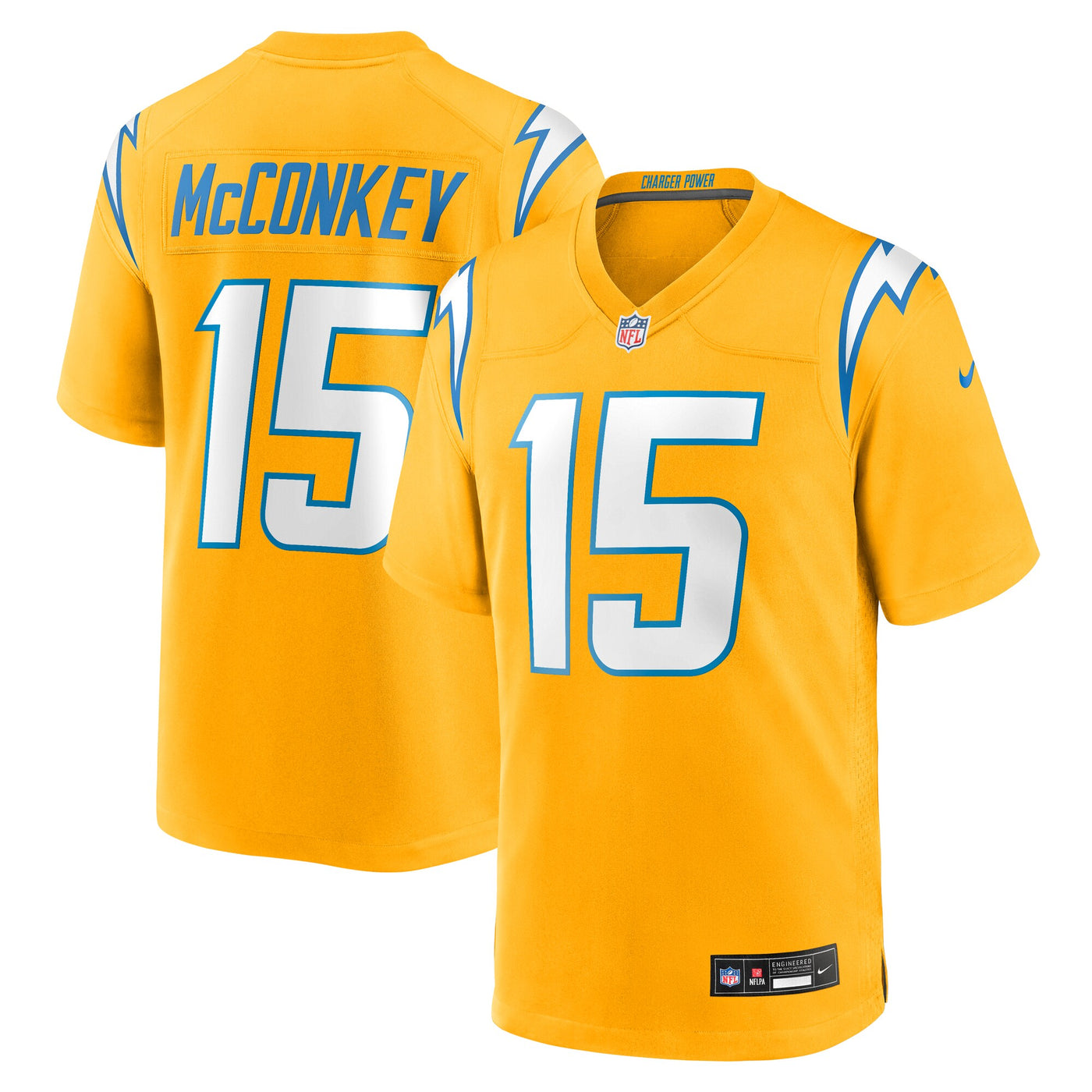 Los Angeles Chargers Ladd McConkey Nike Gold Alternate Charger Power Game Player Jersey