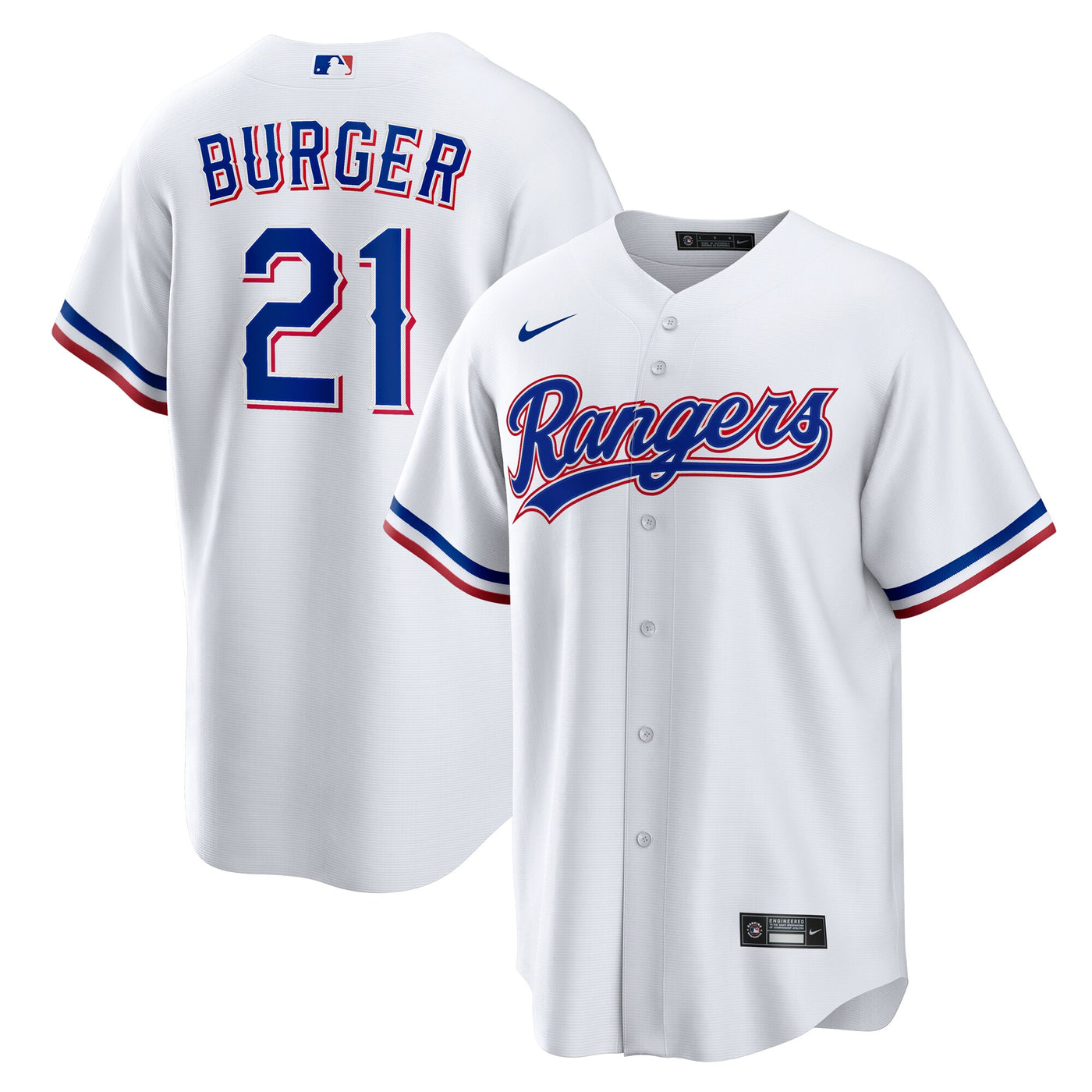 Texas Rangers Jake Burger Nike White Home Replica Jersey