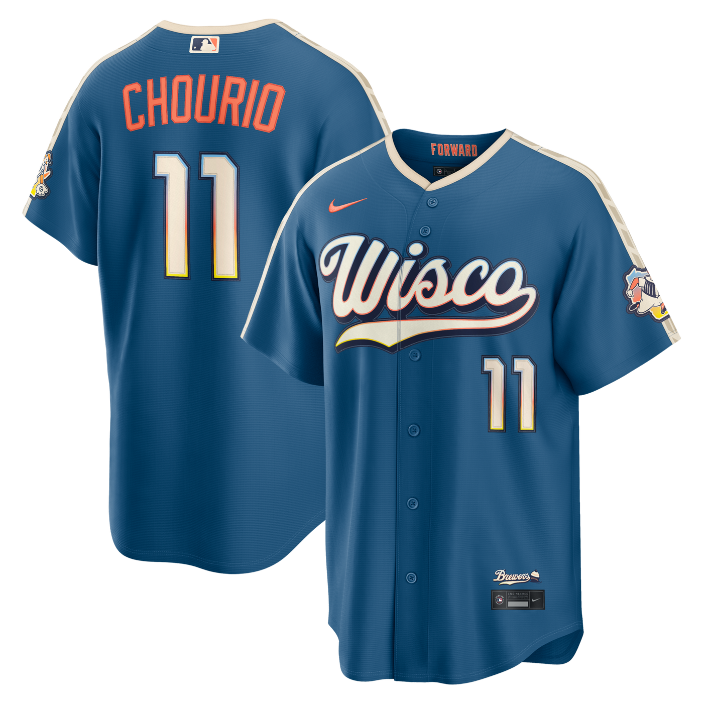 Milwaukee Brewers Jackson Chourio Nike Mineral Blue 2026 City Connect Stadium Jersey