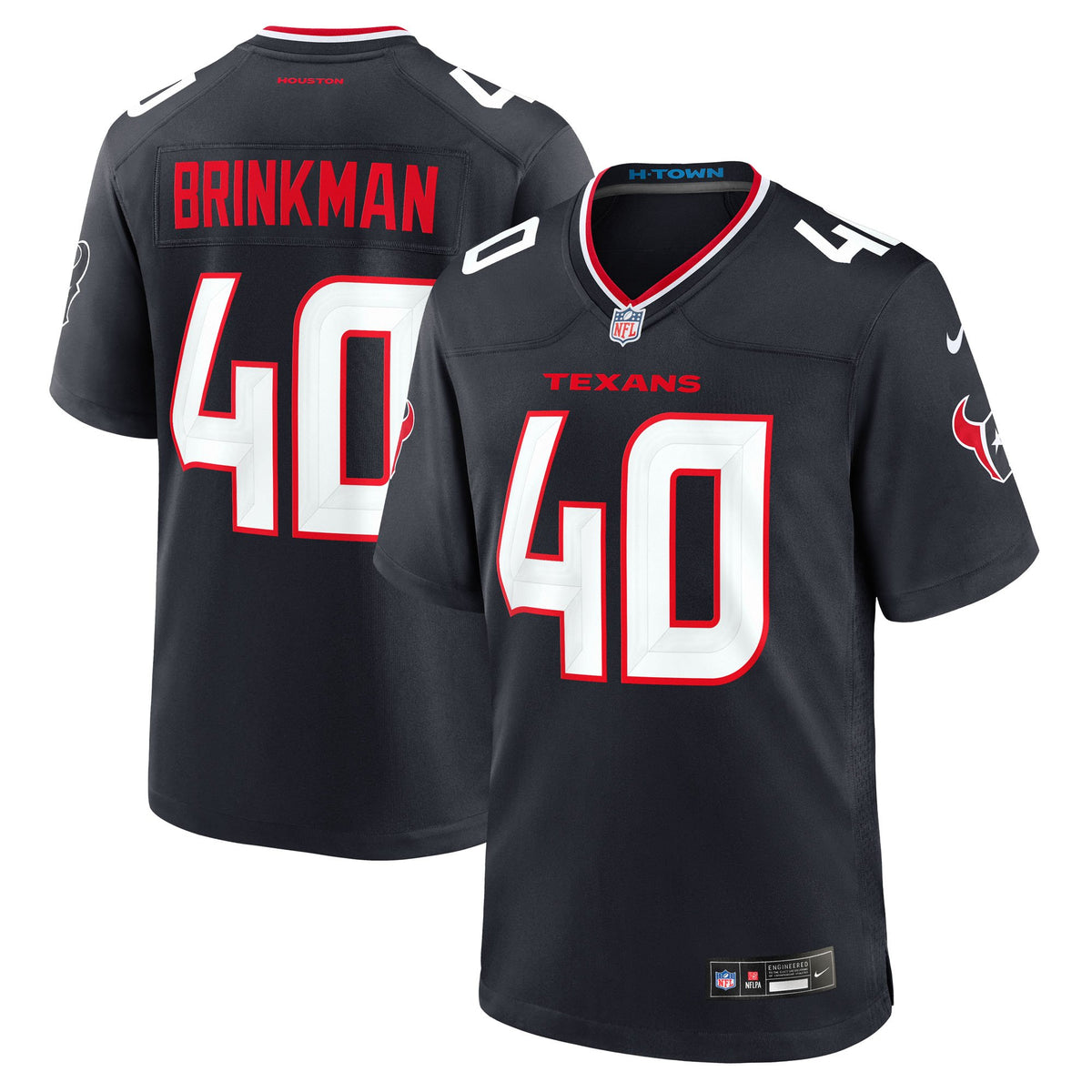 Houston Texans Austin Brinkman Nike Navy Team Game Jersey