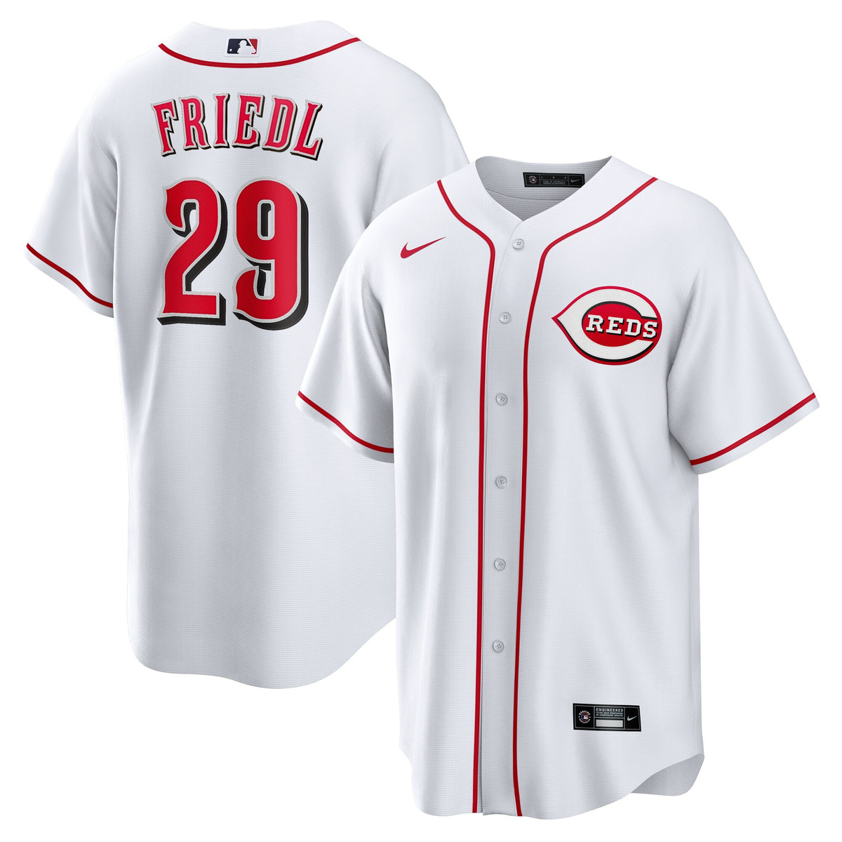 Cincinnati Reds TJ Friedl White Home Replica Jersey