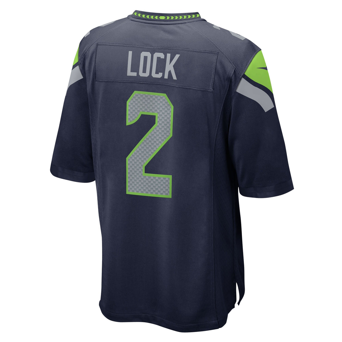 Seattle Seahawks Drew Lock College Navy Team Game Jersey
