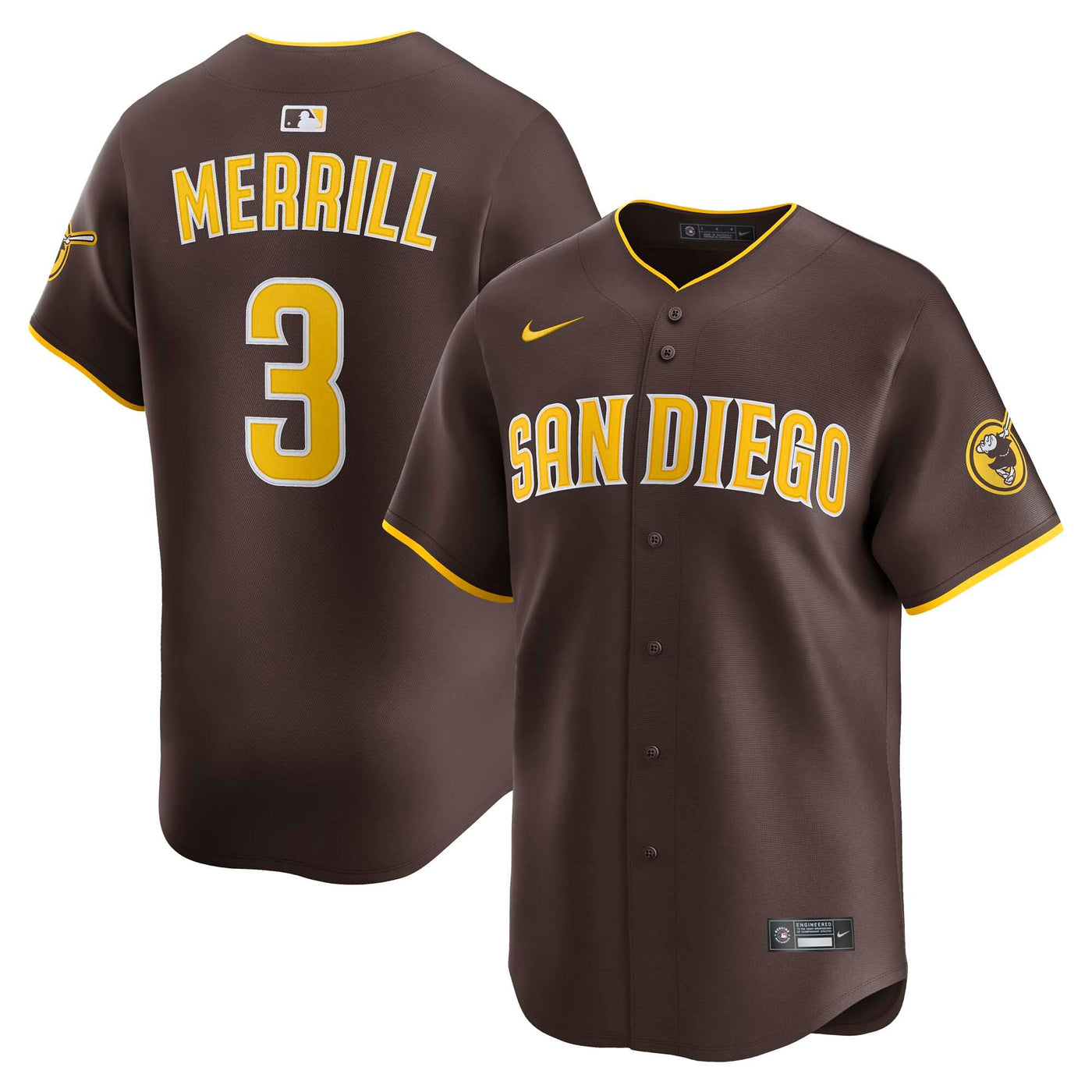 San Diego Padres Jackson Merrill Nike Brown Road Limited Player Jersey