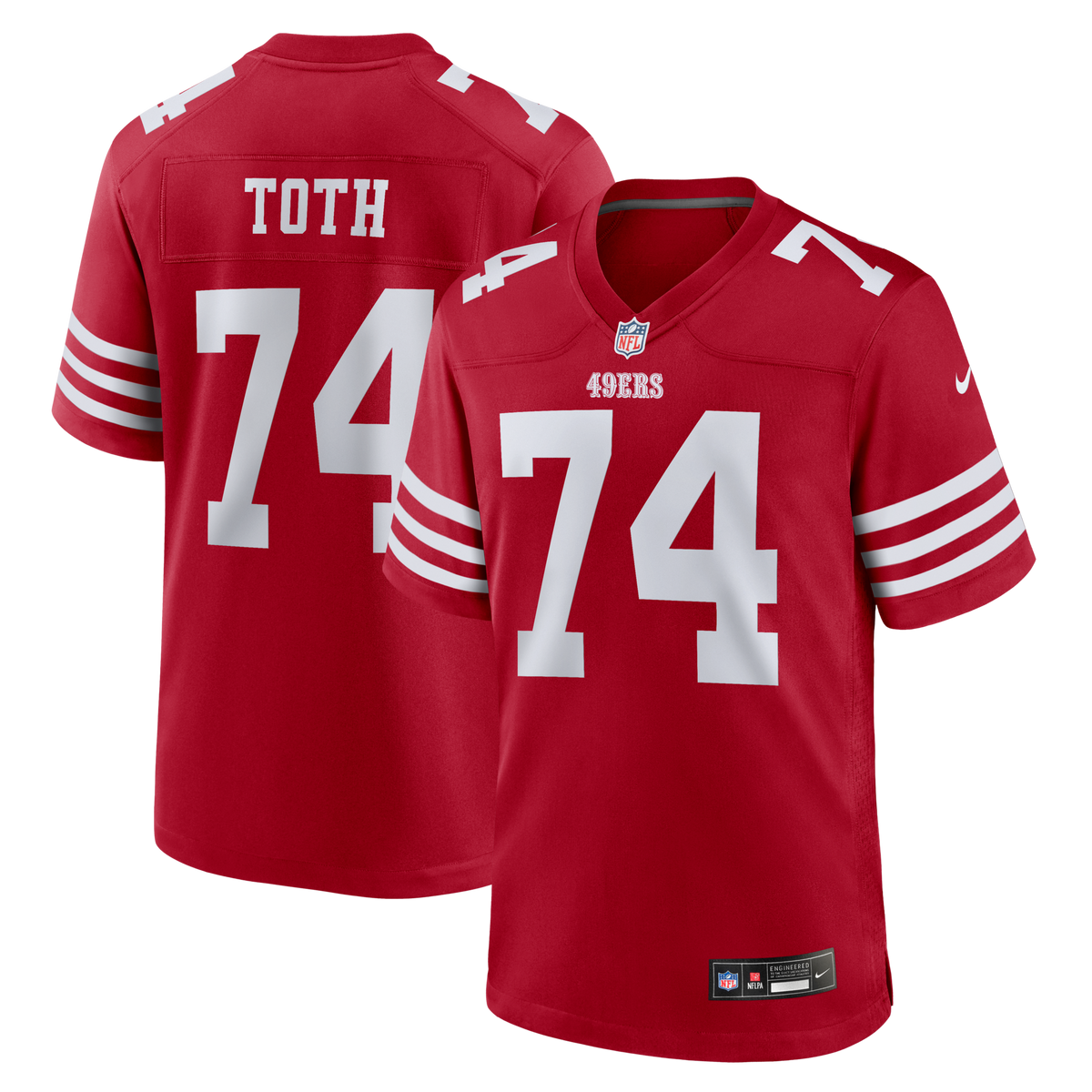San Francisco 49ers Brett Toth Scarlet Team Game Jersey