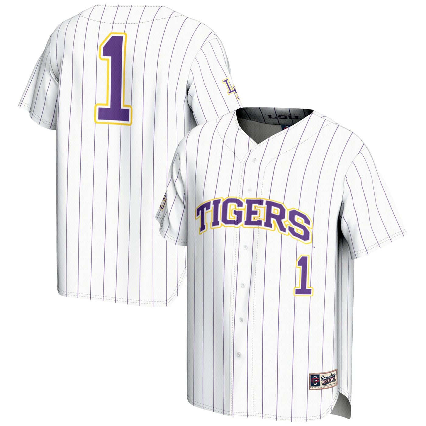 GameDay Greats #1 White LSU Tigers Lightweight Baseball Jersey