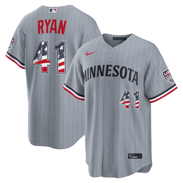 Fourth of July Minnesota Twins Joe Ryan Nike Gray USA 250 Stadium Jersey