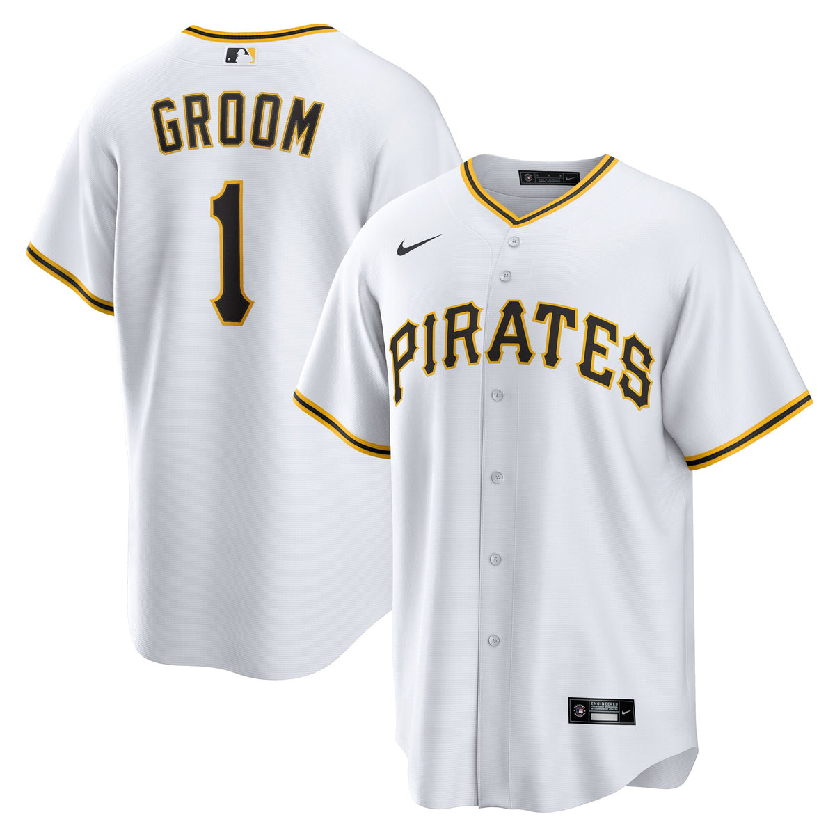 Pittsburgh Pirates White #1 Groom Home Replica Jersey