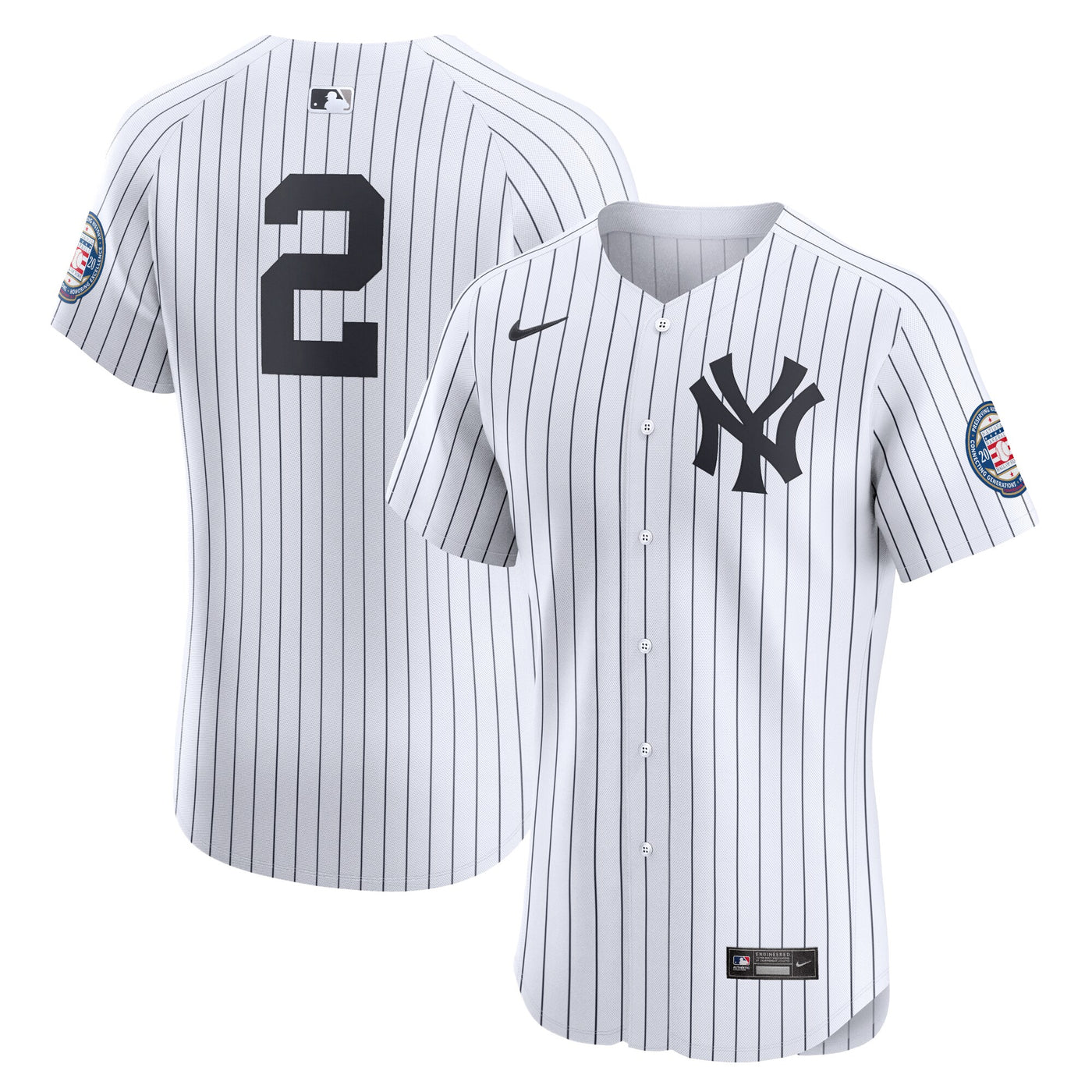 New York Yankees Derek Jeter Nike White Home 2020 Hall of Fame Induction Patch Elite Player Jersey