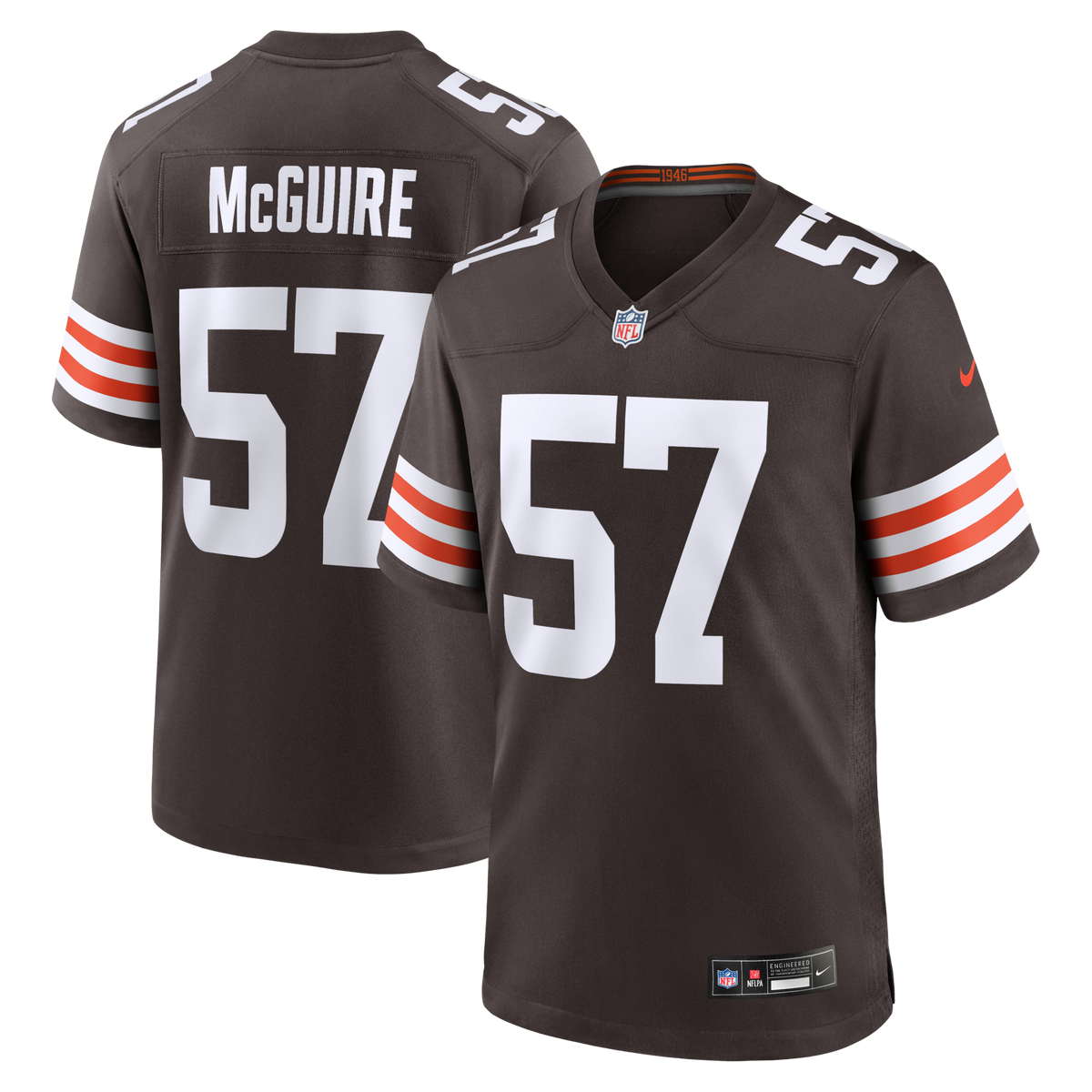 Cleveland Browns Isaiah McGuire Brown Team Game Jersey