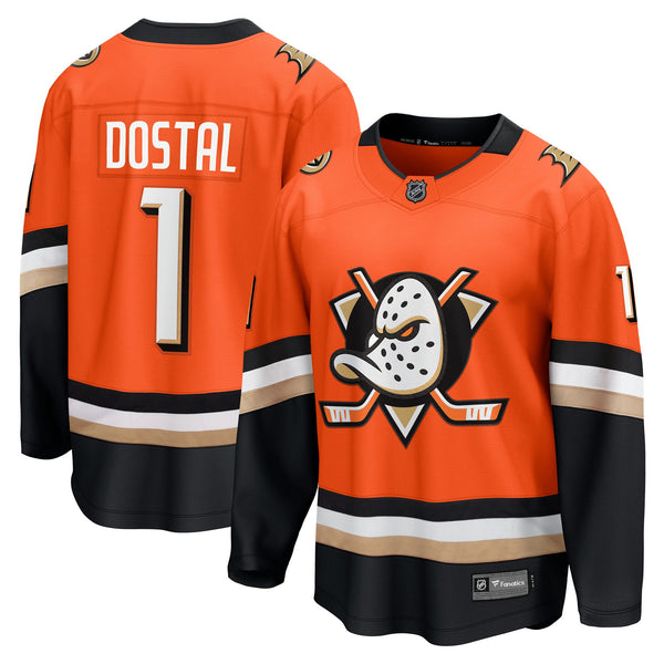 Anaheim Ducks Lukas Dostal Fanatics Orange Home Breakaway Jersey