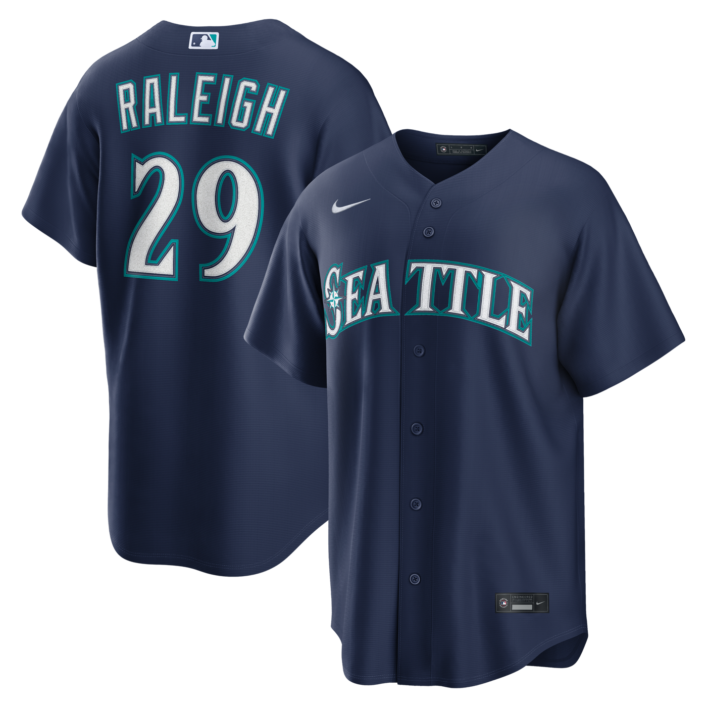 Seattle Mariners Cal Raleigh Nike Navy Road Replica Jersey