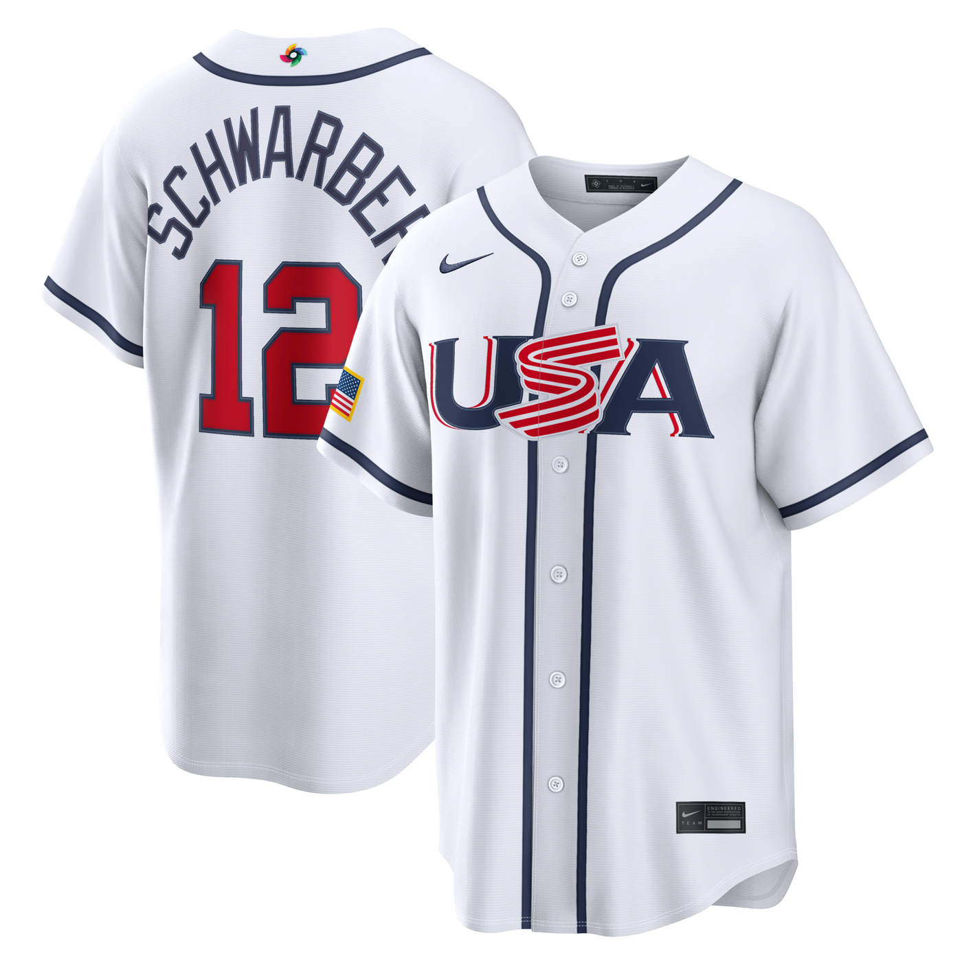 USA Baseball Kyle Schwarber Nike White 2026 World Baseball Classic Home Stadium Jersey