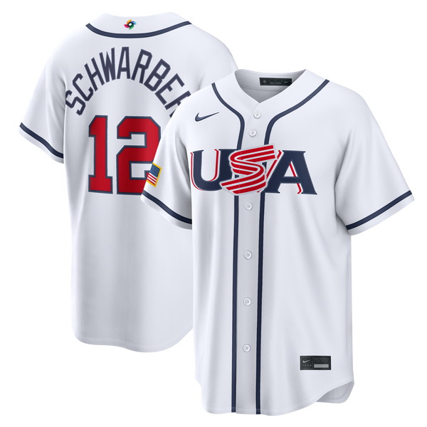 USA Baseball Kyle Schwarber Nike White 2026 World Baseball Classic Home Stadium Jersey