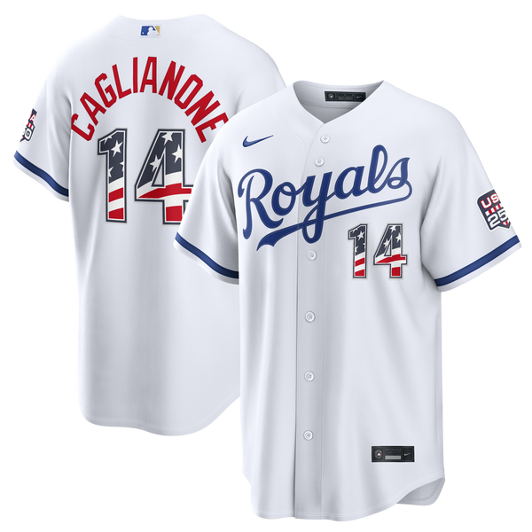 Fourth of July Kansas City Royals Jac Caglianone Nike White USA 250 Stadium Jersey