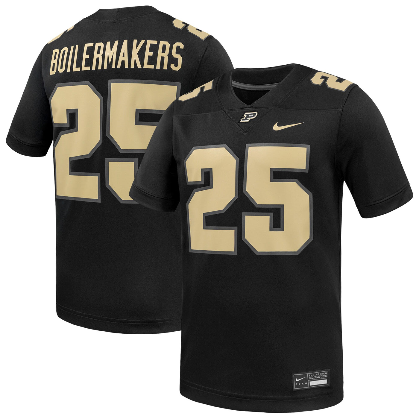 Nike #25 Black Purdue Boilermakers Alternate Game Football Jersey