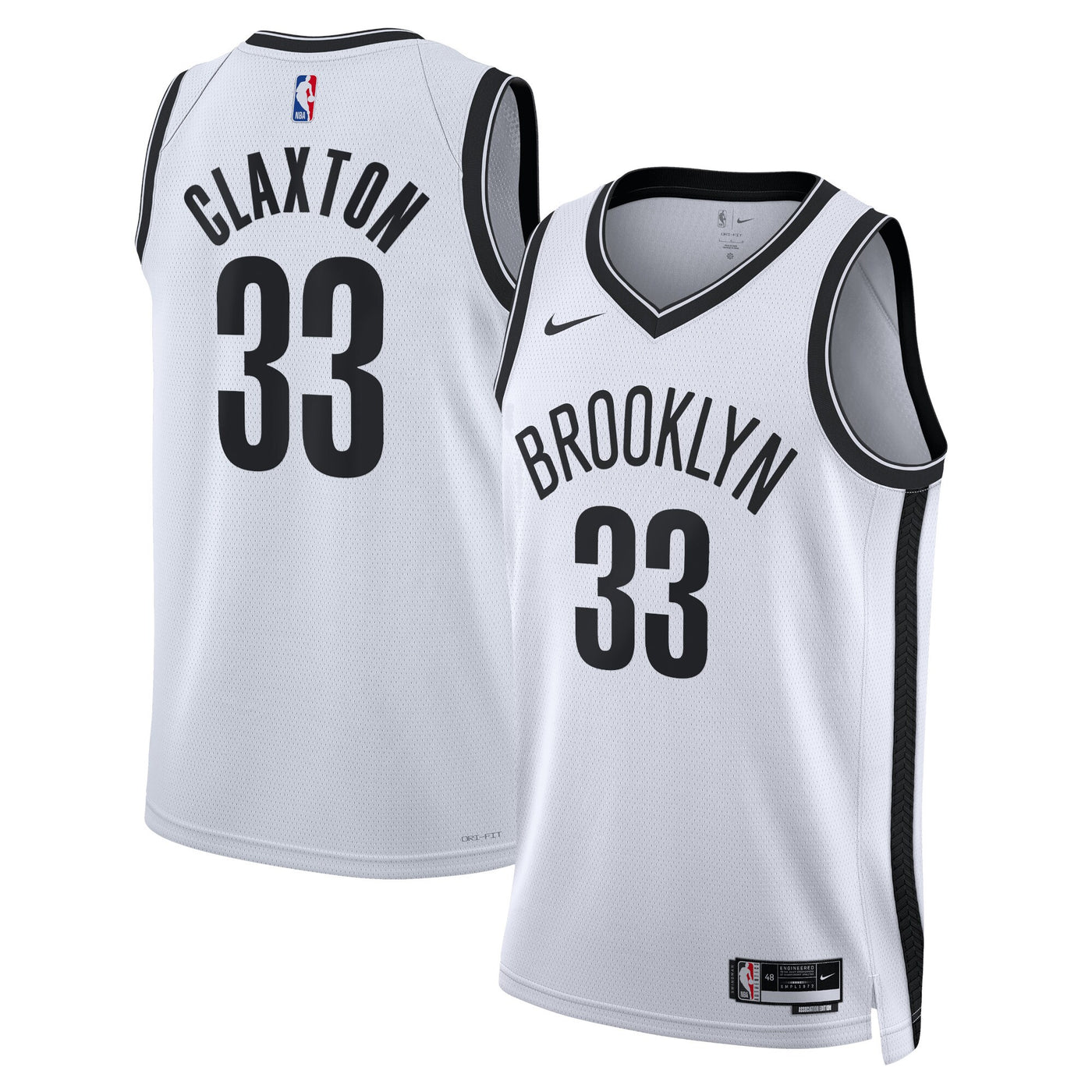 Brooklyn Nets Nike Association Edition Swingman Jersey - White - Nic Claxton