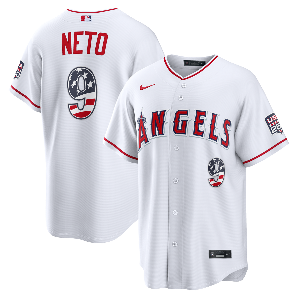 Fourth of July Los Angeles Angels Zach Neto White USA 250 Stadium Jersey