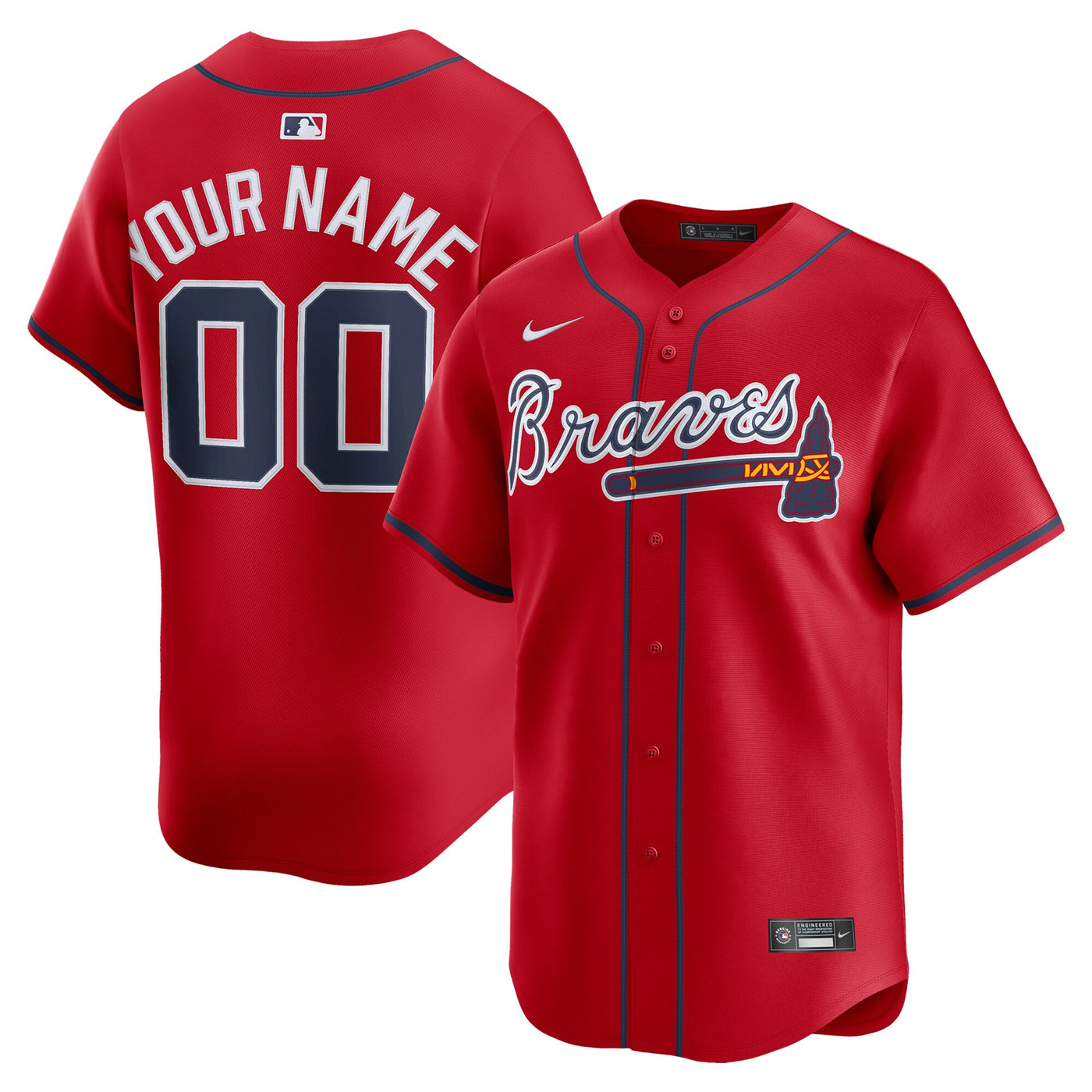 Atlanta Braves Nike Red Alternate Limited Custom Jersey