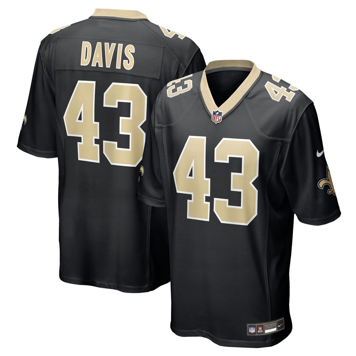New Orleans Saints Michael Davis Black Team Game Jersey