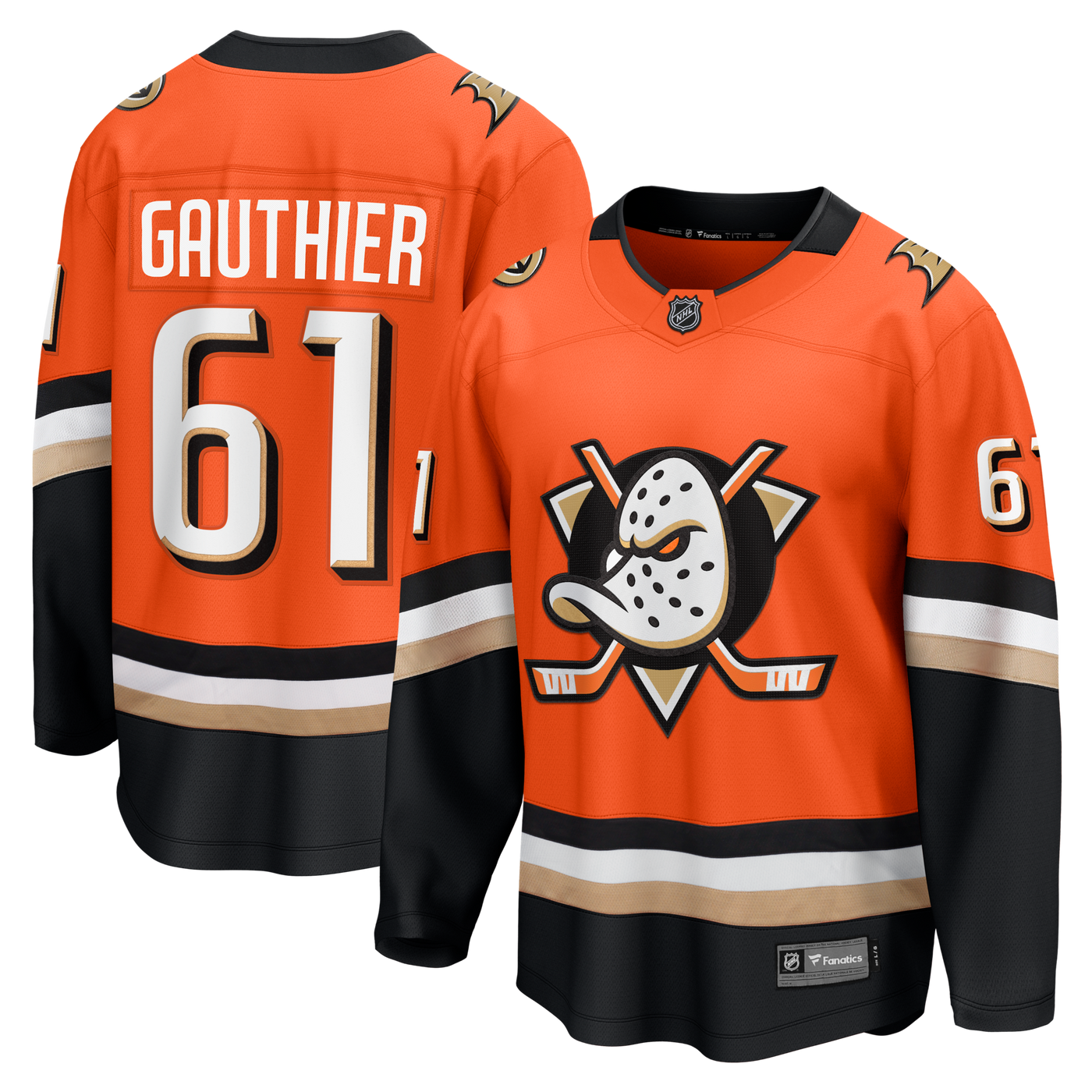 Anaheim Ducks Cutter Gauthier Fanatics Orange Home Breakaway Jersey