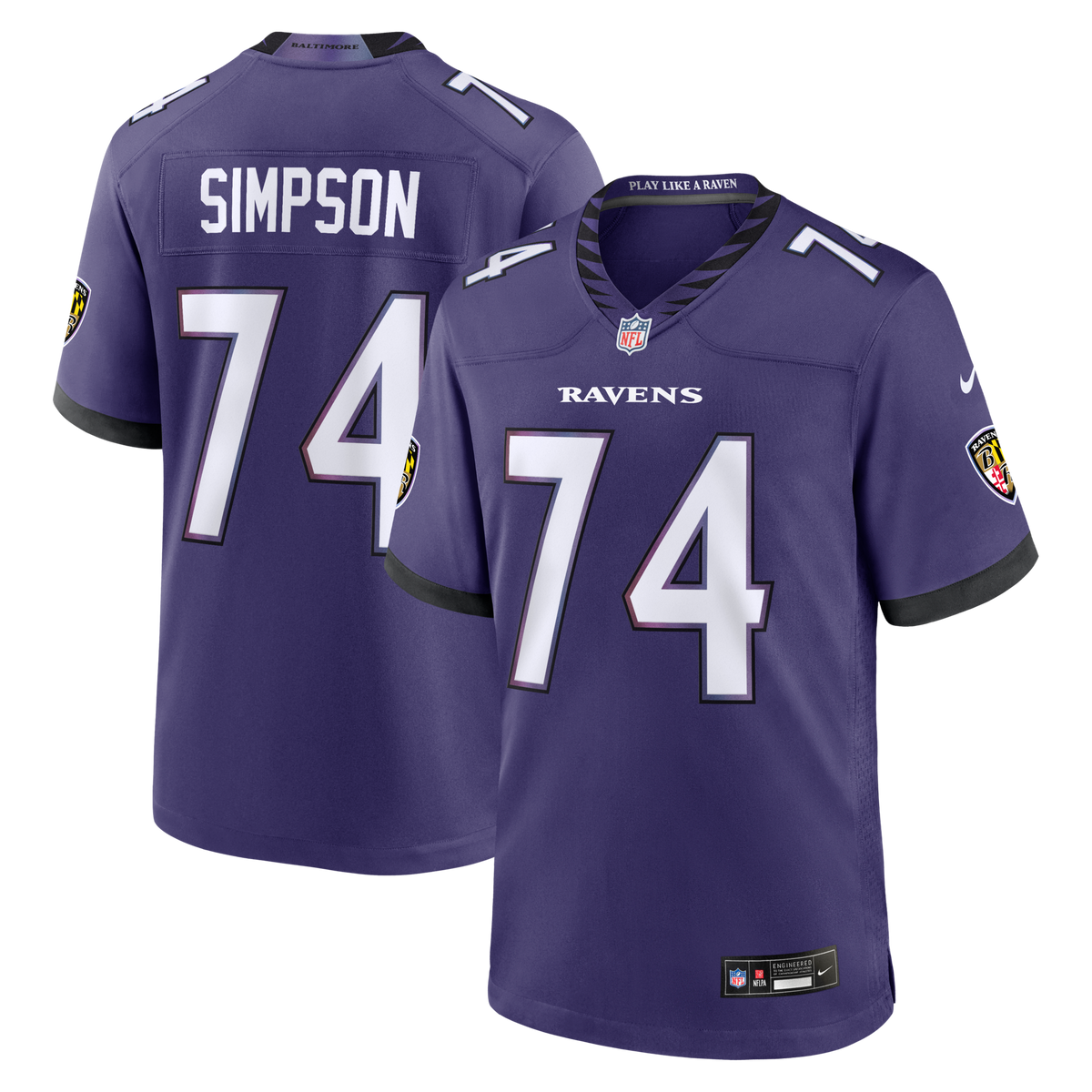 Baltimore Ravens John Simpson Purple Team Game Jersey