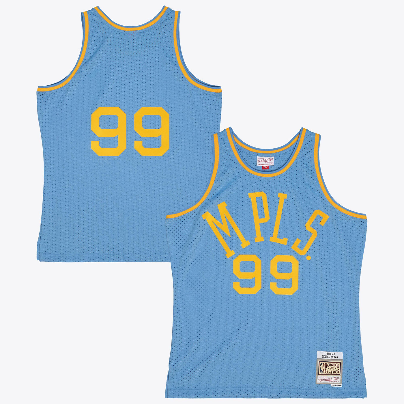 Los Angeles Lakers Mitchell & Ness George Mikan 1948 Dark Authentic Jersey - Columbia Blue
