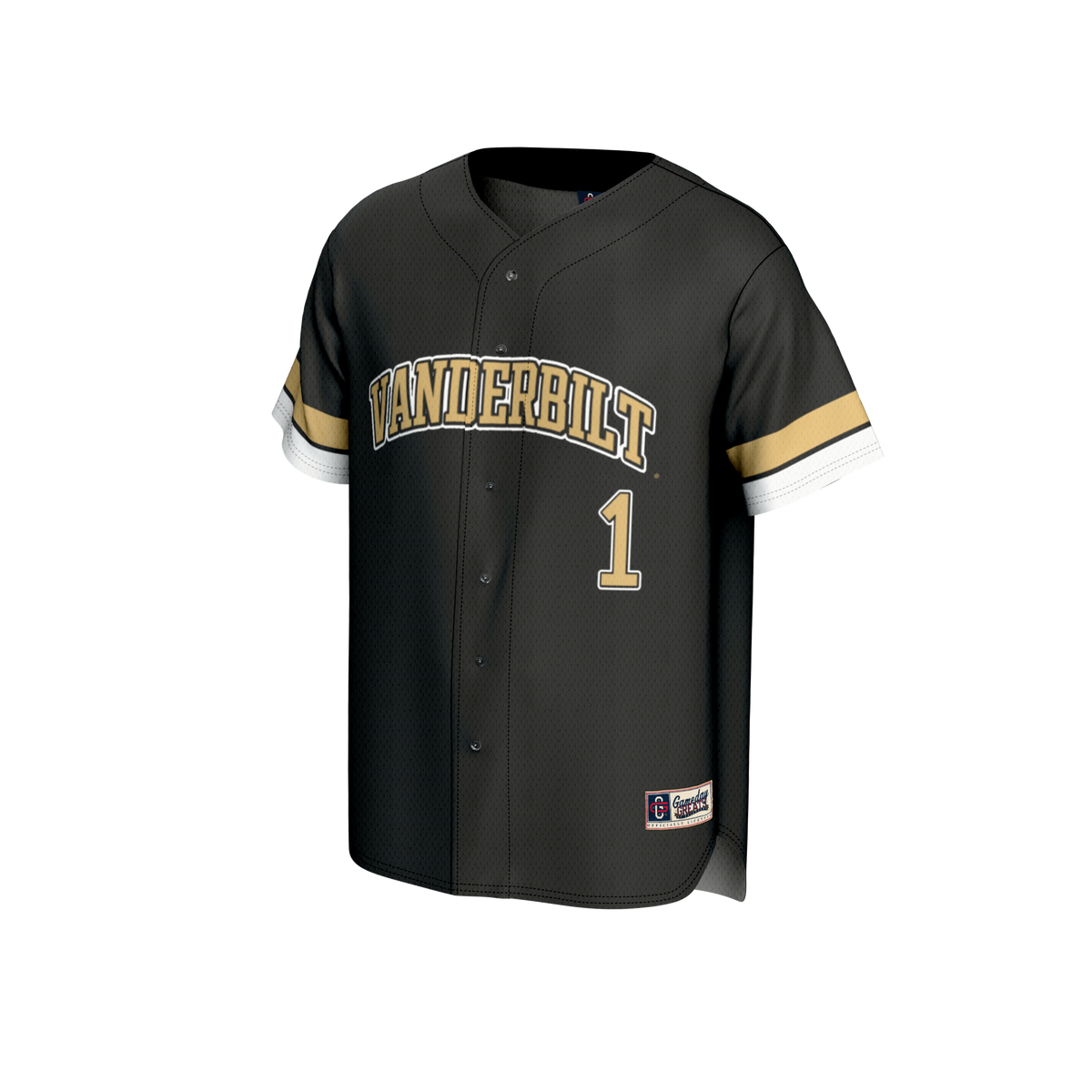 #1 Vanderbilt Commodores GameDay Greats Lightweight Collegiate Baseball Fashion Jersey - Black