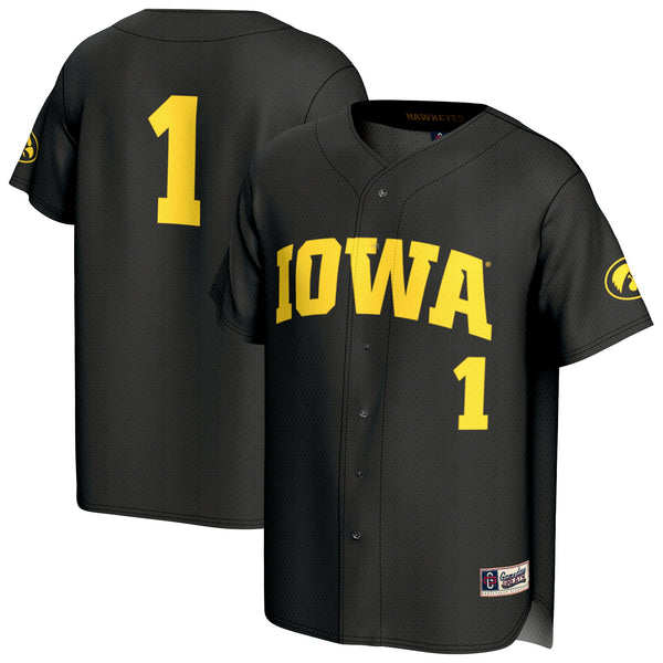 GameDay Greats Black Iowa Hawkeyes Lightweight Collegiate Baseball Fashion Jersey