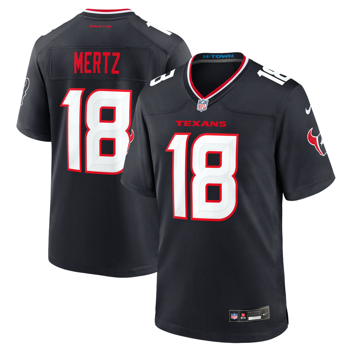 Houston Texans Graham Mertz Navy Team Game Jersey