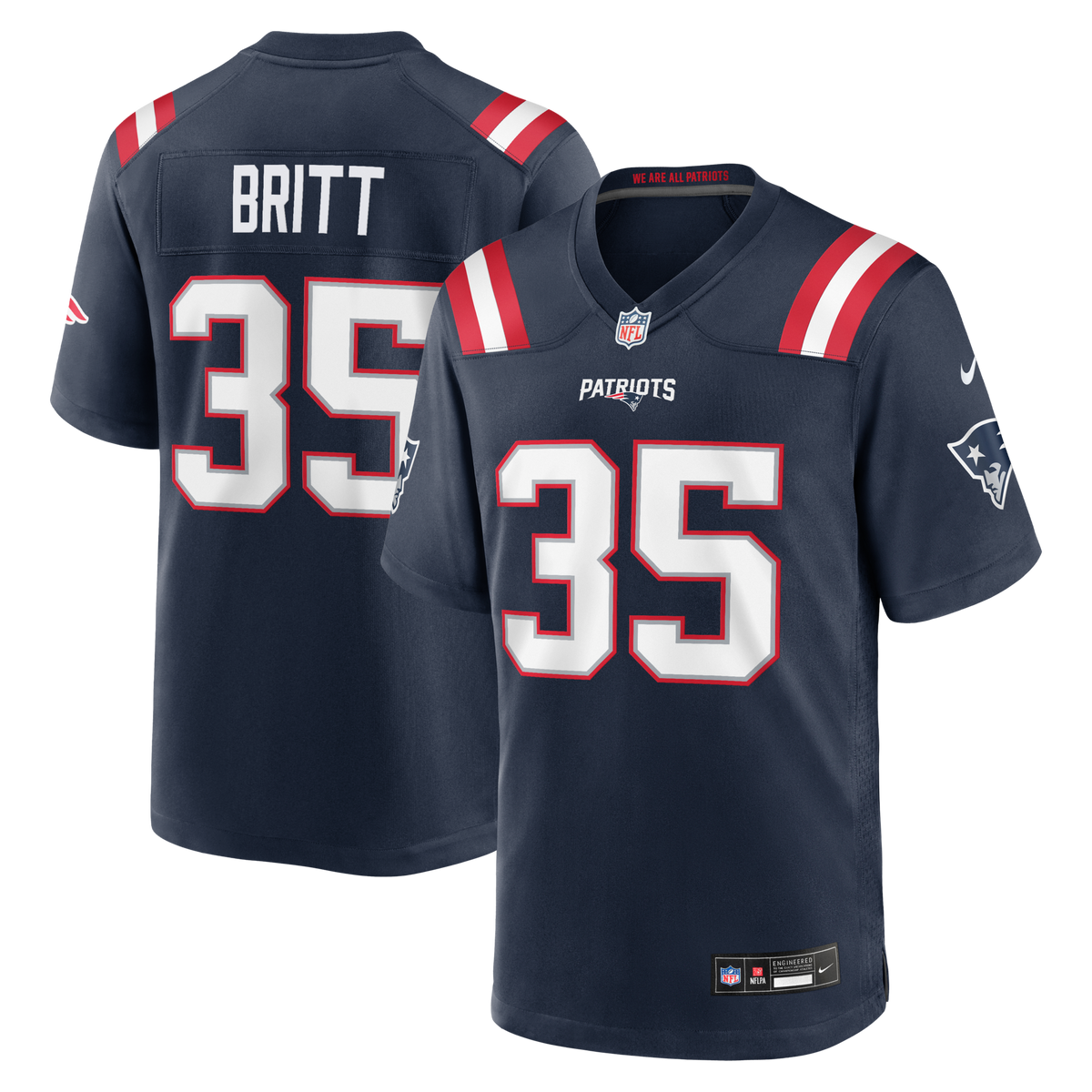 New England Patriots K.J. Britt Navy Team Game Jersey