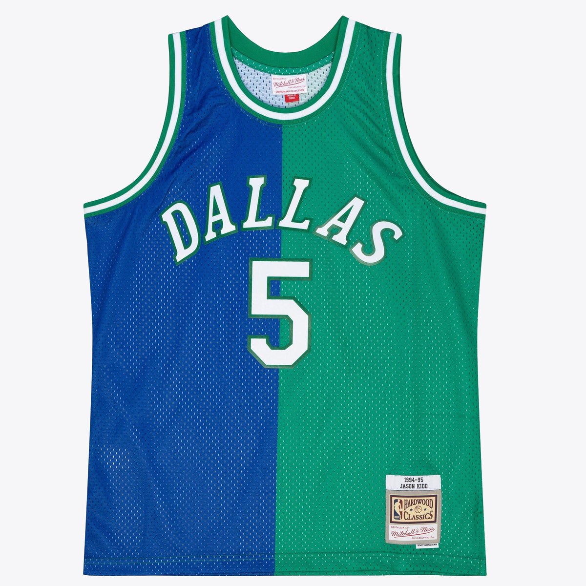 Dallas Mavericks Mitchell & Ness Jason Kidd 1994 Split Swingman Jersey - Blue/Green