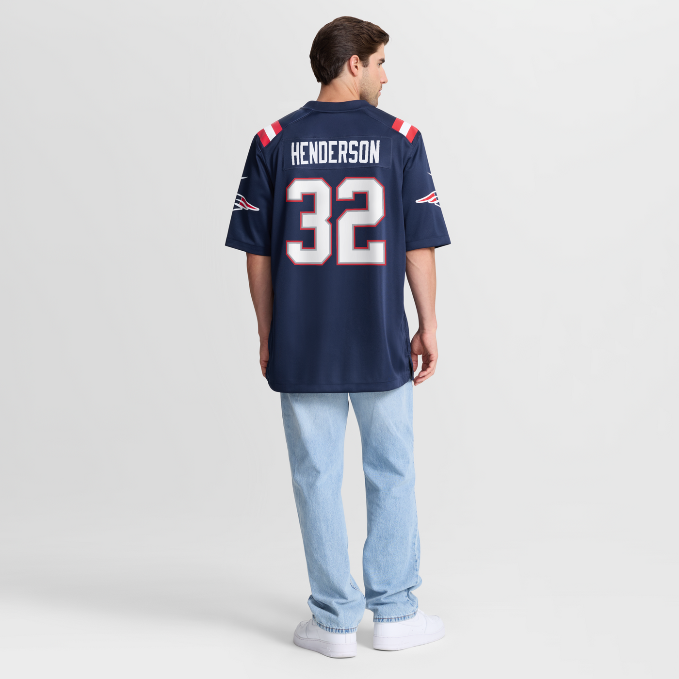 New England Patriots TreVeyon Henderson Nike Navy 2025 NFL Draft Game Jersey