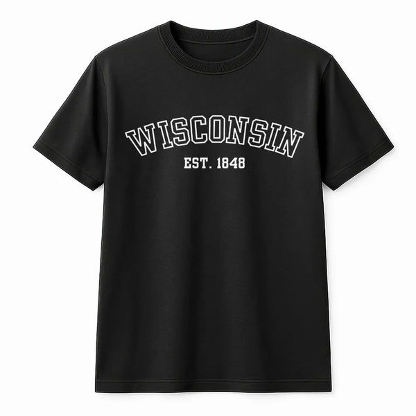 Wisconsin T-Shirt | Vintage Est 1848 College Graphic | Soft Cotton Tee | Midwest Pride Unisex Gift
